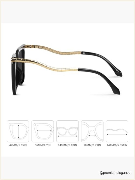 Retro Square Oversized Polarized Sunglasses Metal UV Protection main image 6